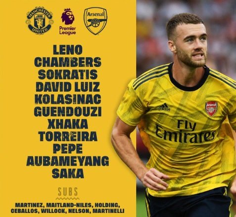 Arsenal starting XI for the Man. United game